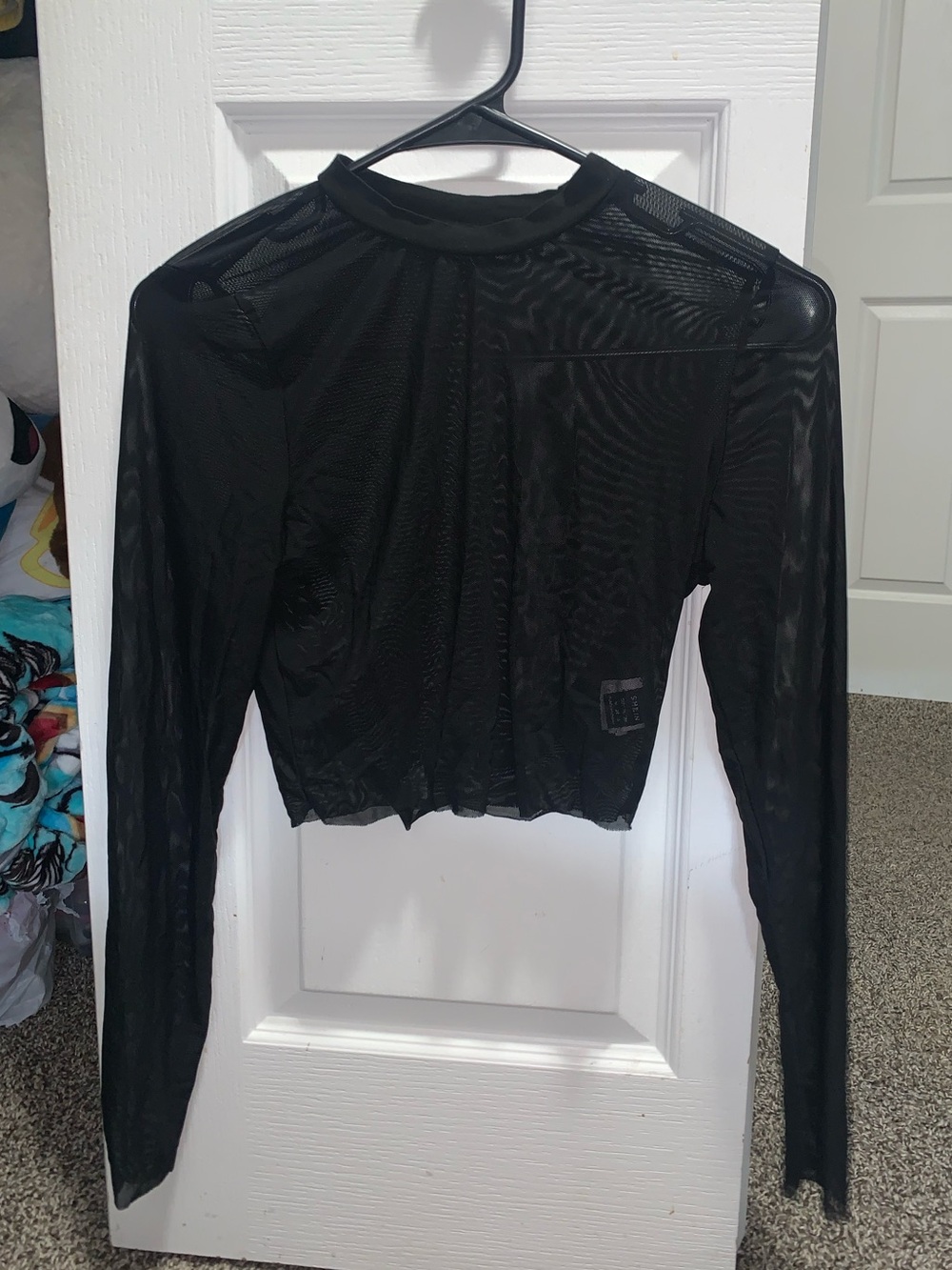 SHEIN mesh long sleeve crop top
